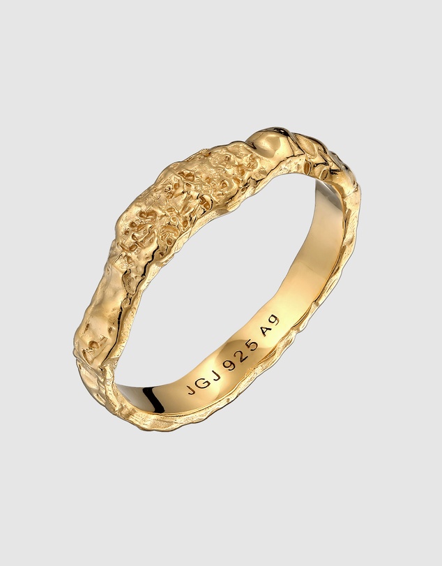 Elli Jewelry - Textured Band Ring in Gold-Plated 925 Silver