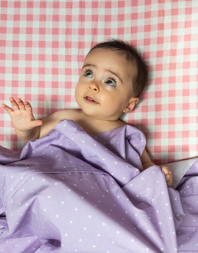 Kip&Co - Gingham Candy Organic Cotton Fitted Sheet Cot - Babies