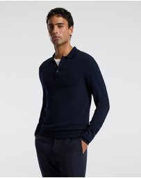 Calibre - Long Sleeve Tech Knit Polo Naval Blue