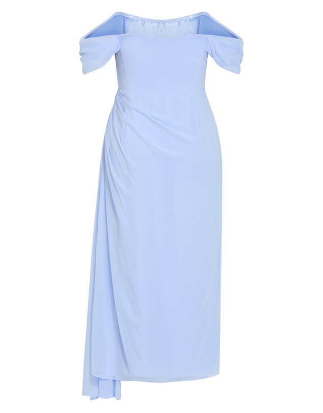 City Chic - Plus size Soft Love Off Shoulder Maxi Dress - sky blue
