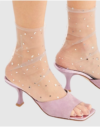High Heel Jungle - Starry Sky Tulle Sock - Silver