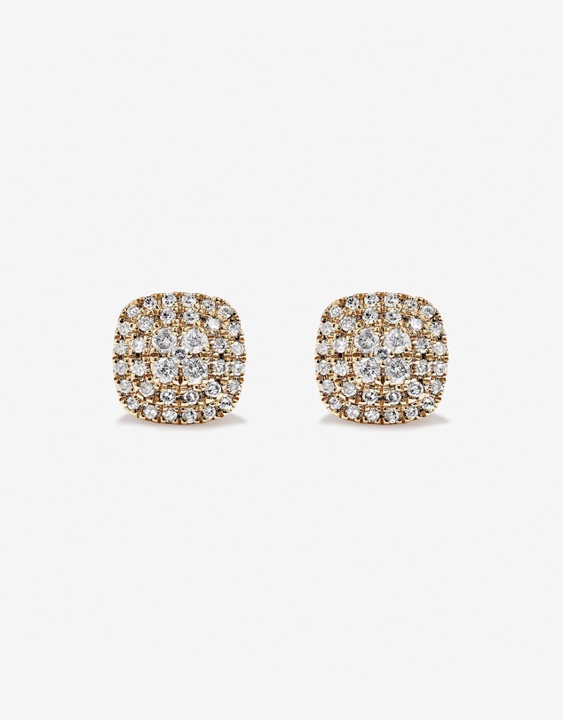 Michael Hill - 0.30 Carat TW Cushion Shaped Diamond Cluster Stud Earrings in 10kt Yellow Gold
