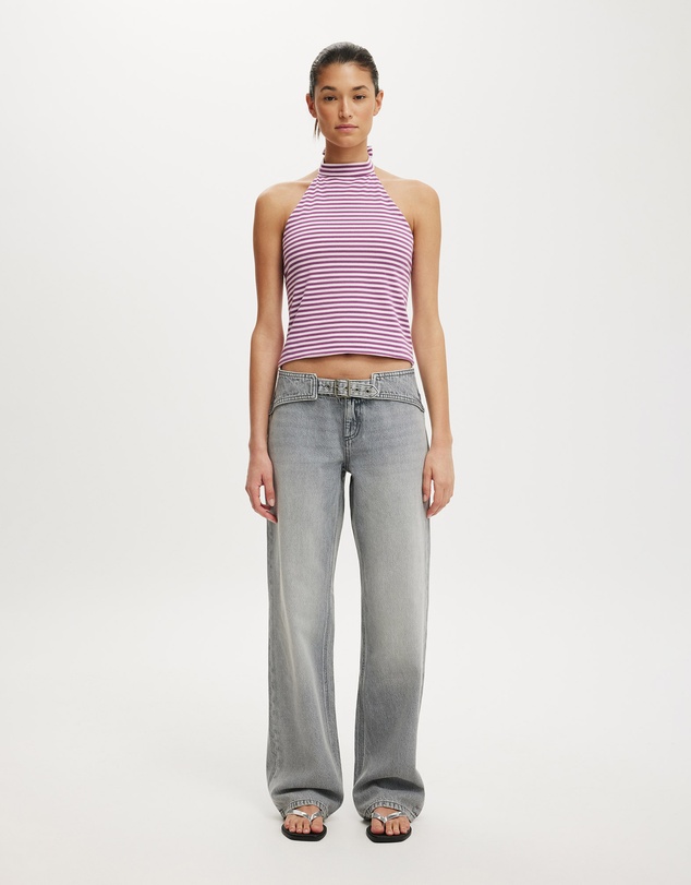 Cotton On - Belted Low Rise Straight Jean