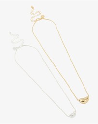 Lovisa - Mixed Metal Pebble Pendant Necklaces 2-Pack