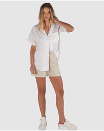 CAMIXA - REVERE Open Collar Short Sleeve Linen shirt