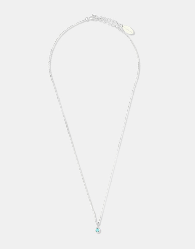 Georgini - Natural Turquoise And Diamond December Silver Pendant