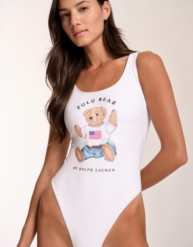 Polo Ralph Lauren - Terry Polo Bear High Leg One-Piece Swimsuit