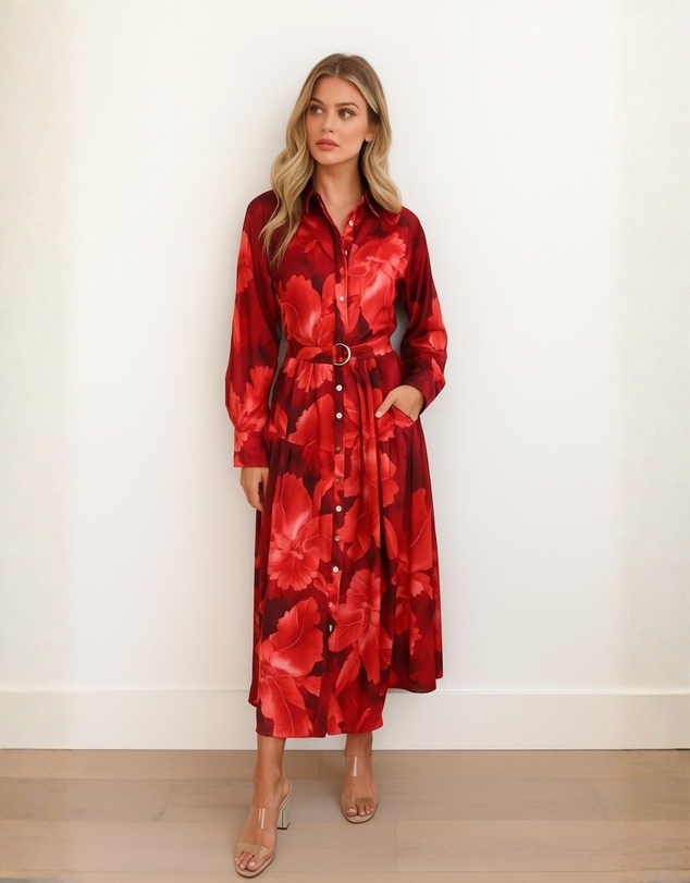 Esther & Co - Zirella Dress - Red Floral