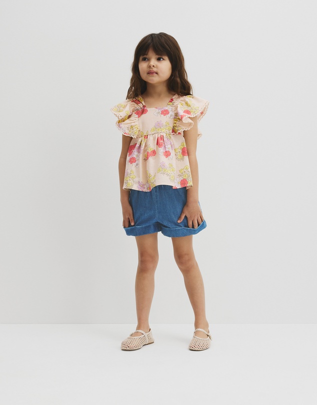 Country Road - Short Sleeve Flutter Sleeve Top