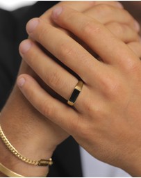 Kuzzoi - ICONIC EXCLUSIVE - Ring Men Signet in 925 Sterling Silver Gold Plated