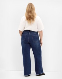 City Chic - Plus size Harley Fit Aliya Wide Leg Jean - mid wash