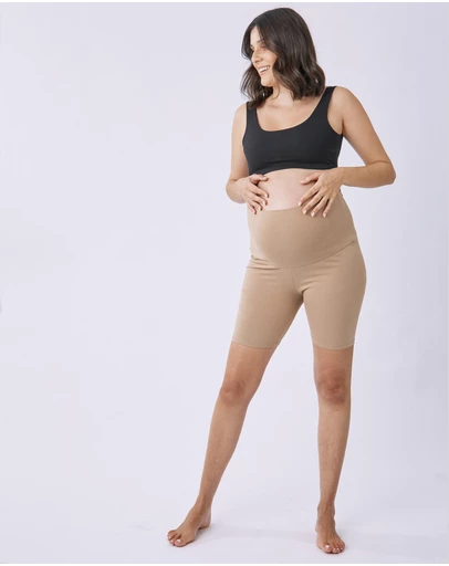 Angel Maternity - Nude Cotton Maternity Shorts
