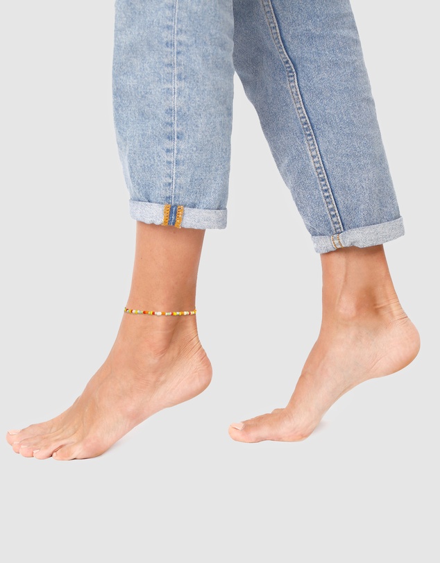 Elli Jewelry - Bead and Freshwater Pearl Anklet in Gold-Plated 925 Silver