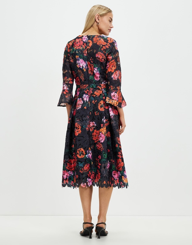 Pink Ruby - Night Flower Bell Sleeve Dress