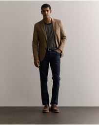 Trenery - Cotton Jacquard Contrast Collar T-shirt in Navy