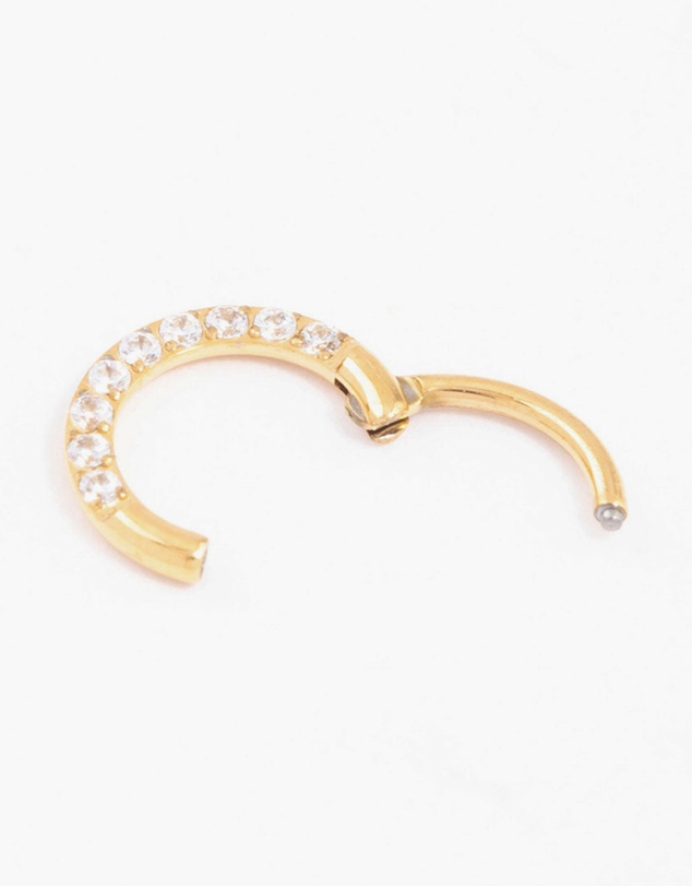 Lovisa - Gold Plated Titanium Cubic Zirconia Clicker Ring 6mm