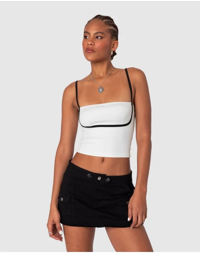 EDIKTED - Yang Contrast Strap Tank Top