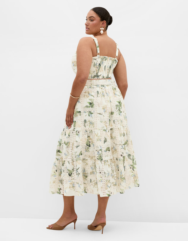 City Chic - Plus size Arabella Print Crop Top - butter