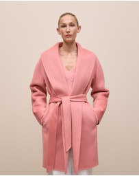 Trenery - Brushed Wool Wrap Coat in Dusty Rose