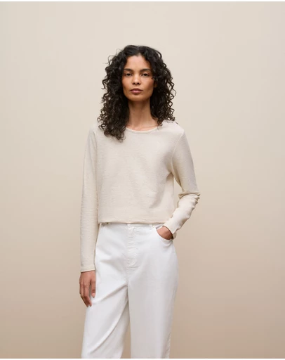 Trenery - Ottoman Marle Long Sleeve T-shirt in Oatmeal