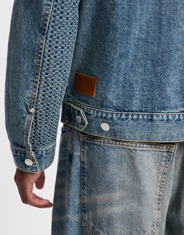 Scotch & Soda - Denim Trucker Jacket With Contrast Check Panelling