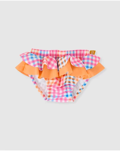 Goldie + Ace - Rainbow Gingham Frill Waist Swim - Babies