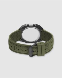 Maxum - Raglan Tide Watch – Black Case, Black Dial & Green Silicone Strap
