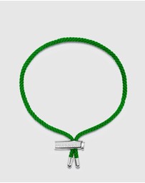 Nialaya Jewellery - Men's Green String Bracelet with Adjustable Silver Lock