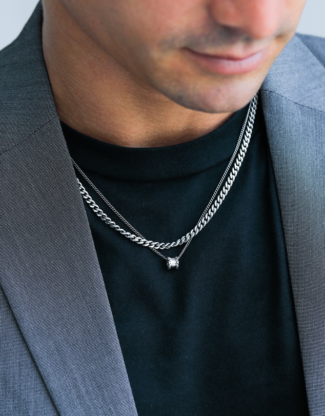 Kuzzoi - ICONIC EXCLUSIVE - Classic Curb Chain Necklace in Oxidised 925 Sterling Silver