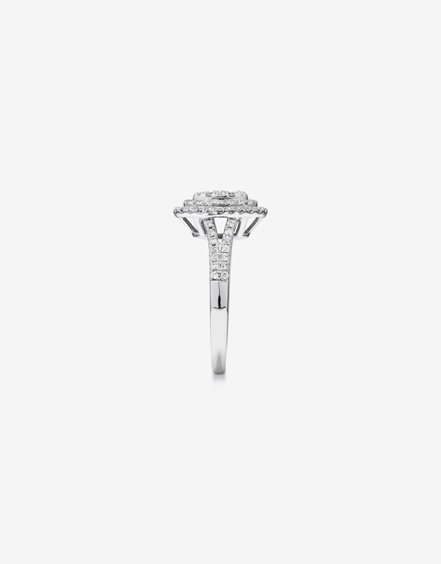 Michael Hill - 0.65 Carat TW Oval Cluster Halo Diamond Ring in 10kt White Gold