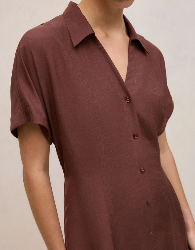Trenery - Soft Seam Detail Shirt Dress in Espresso