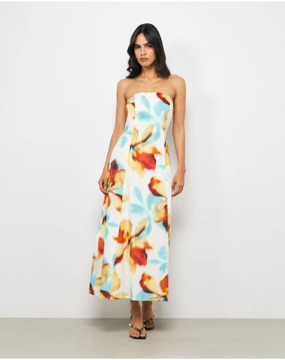 AERE - Emia Linen Strapless Maxi Dress