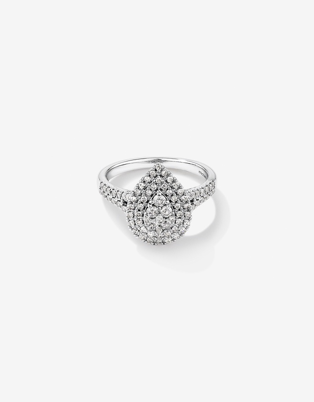 Michael Hill - 0.65 Carat TW Pear Cluster Halo Diamond Ring in 10kt White Gold