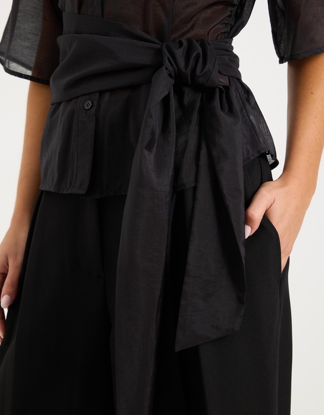Calli - Elsi Sheer Wrap Short Sleeve Shirt