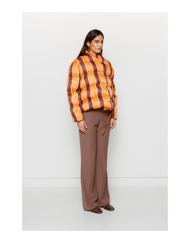 The Wolf Gang - Taja Puffer Jacket - Tangerine Stripe