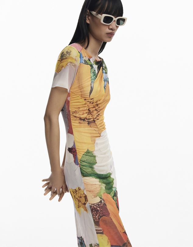 Desigual - Midi Tulle Dress with Flowers