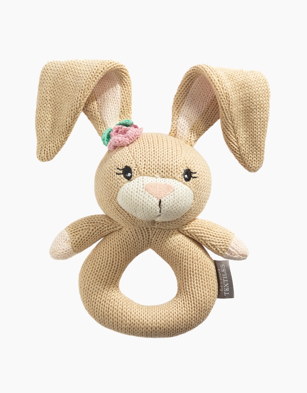 Living Textiles - Knitted Ring Rattle - Amelia the Bunny