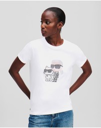Karl Lagerfeld - Ikon Karl & Choupette Rhinestone T-Shirt