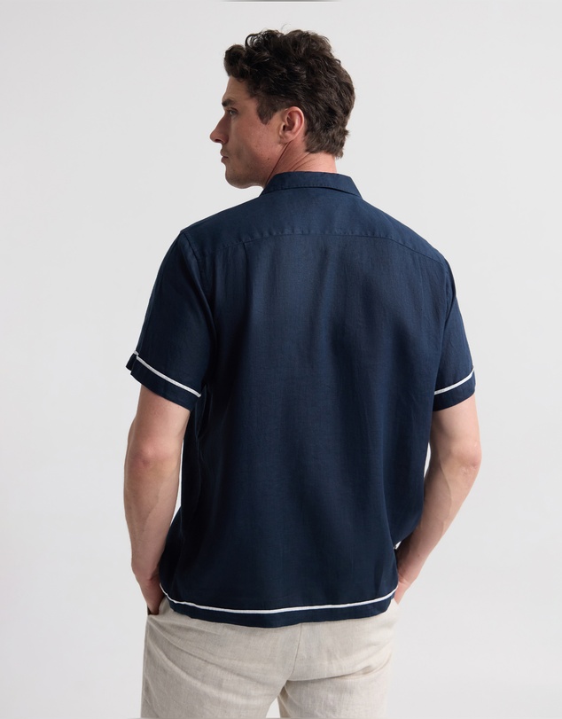 Oxford - Cooper Short Sleeve French Linen Piping Shirt