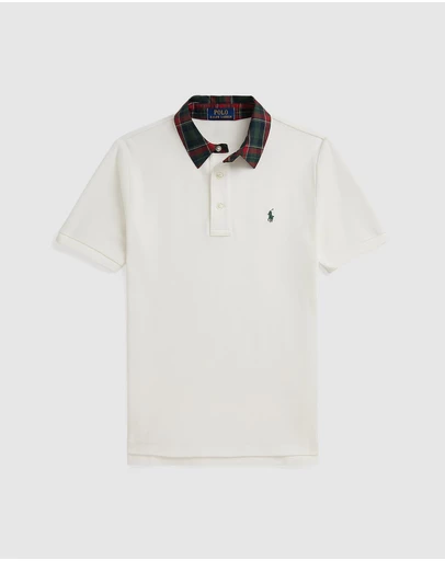Polo Ralph Lauren - Plaid-Collar Cotton Mesh Polo Shirt - ICONIC EXCLUSIVE - Teens