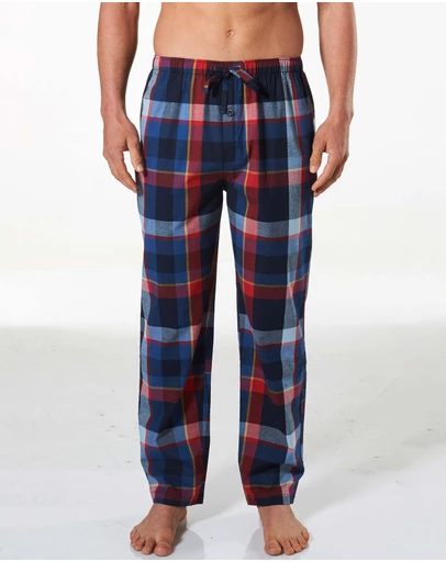Mitch Dowd - Men's British Check Cotton Pyjama Pant - Navy