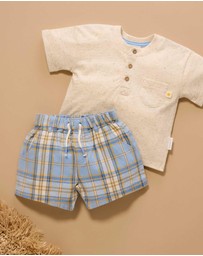 Purebaby - Check Shorts -Kids-Babies