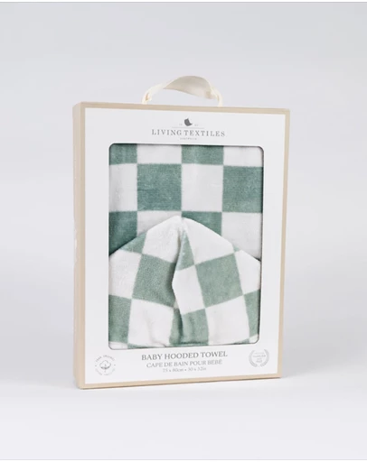 Living Textiles - Hooded Towel - Checkered Olive