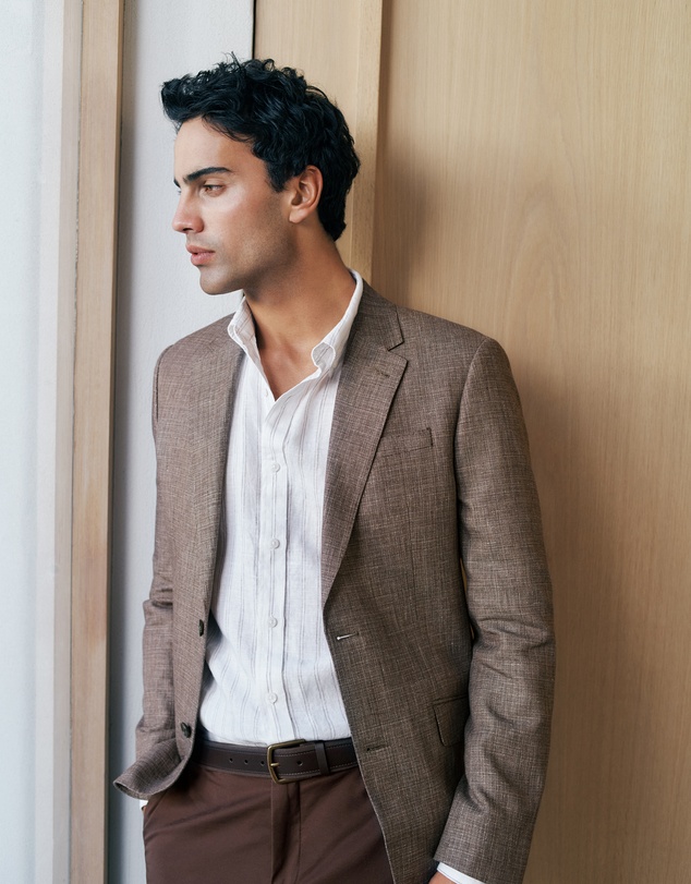 Trenery - Linen Cotton Textured Blazer in Cocoa
