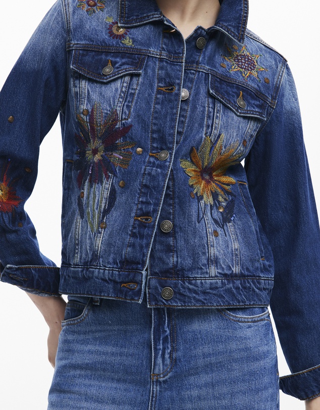Desigual - Floral trucker denim jacket