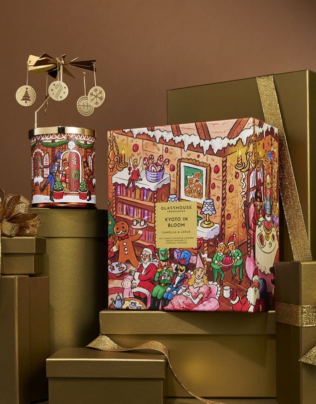 Glasshouse Fragrances - Kyoto In Bloom Candle & Spinning Carousel
