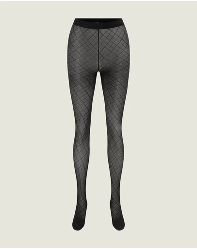 INSTOCK - After Hours — 50 Denier Diamond Checked Sheer Micromesh Tight