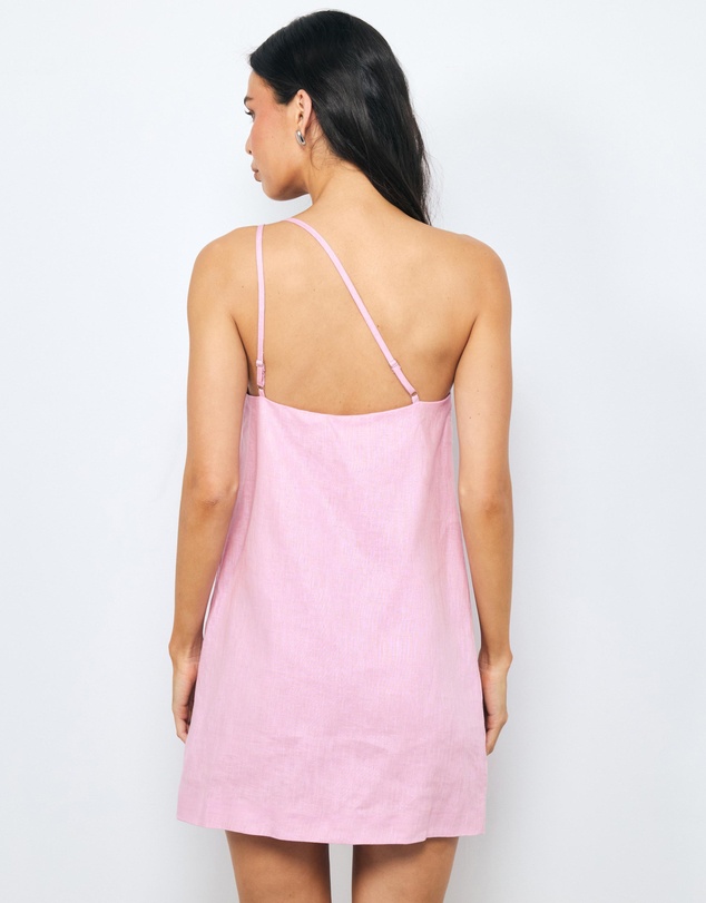 AERE - Gigi Beaded Linen Shift Mini Dress