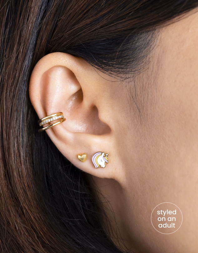 Wanderlust + Co - Unicorn Enamel Gold Flat Back Earrings
