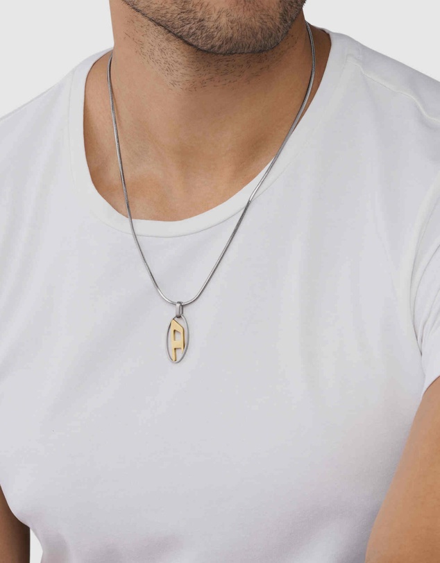 Diesel - Single Pendant Necklace Silver-Tone Pendant Necklace